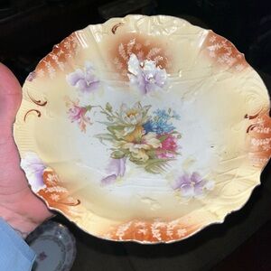 Beautiful Hand Painted Decorative Textured Bavarian Bowl